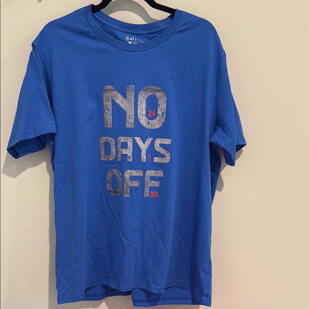 Blue Graphic T-Shirt with Silver Text sz XL